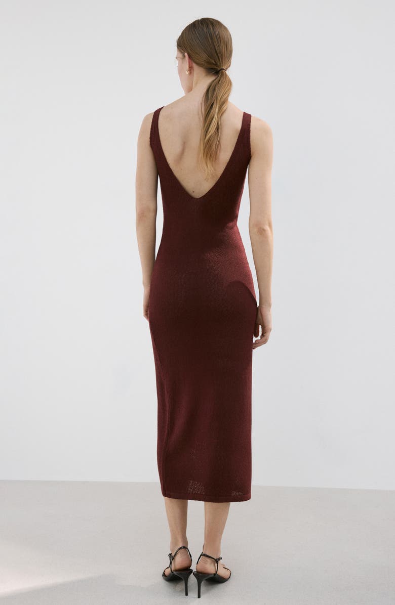 MANGO V-Neck Knit Midi Dress, Alternate, color, 