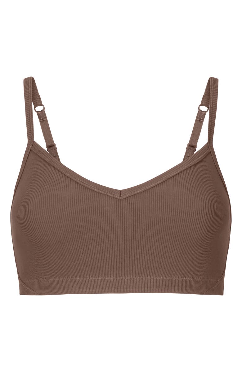 Uwila Warrior Ribbed Stretch Cotton Racerback Bralette, Alternate, color, Toffee
