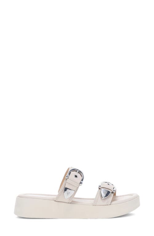 Frye Maya Buckle Platform Slide Sandal In Ivory