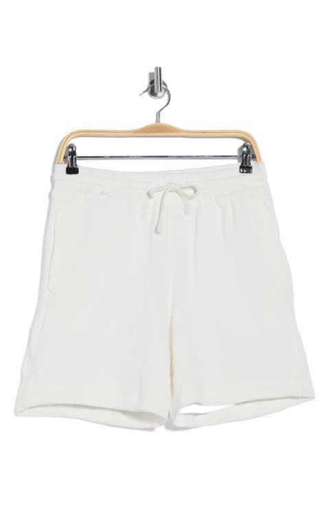 Textured Cotton Blend Drawstring Shorts