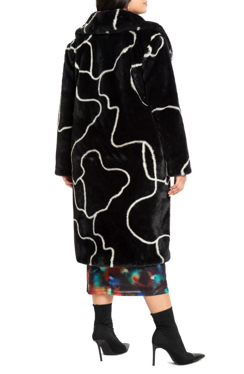 ELOQUII Print Faux Fur Coat, Alternate, color,
