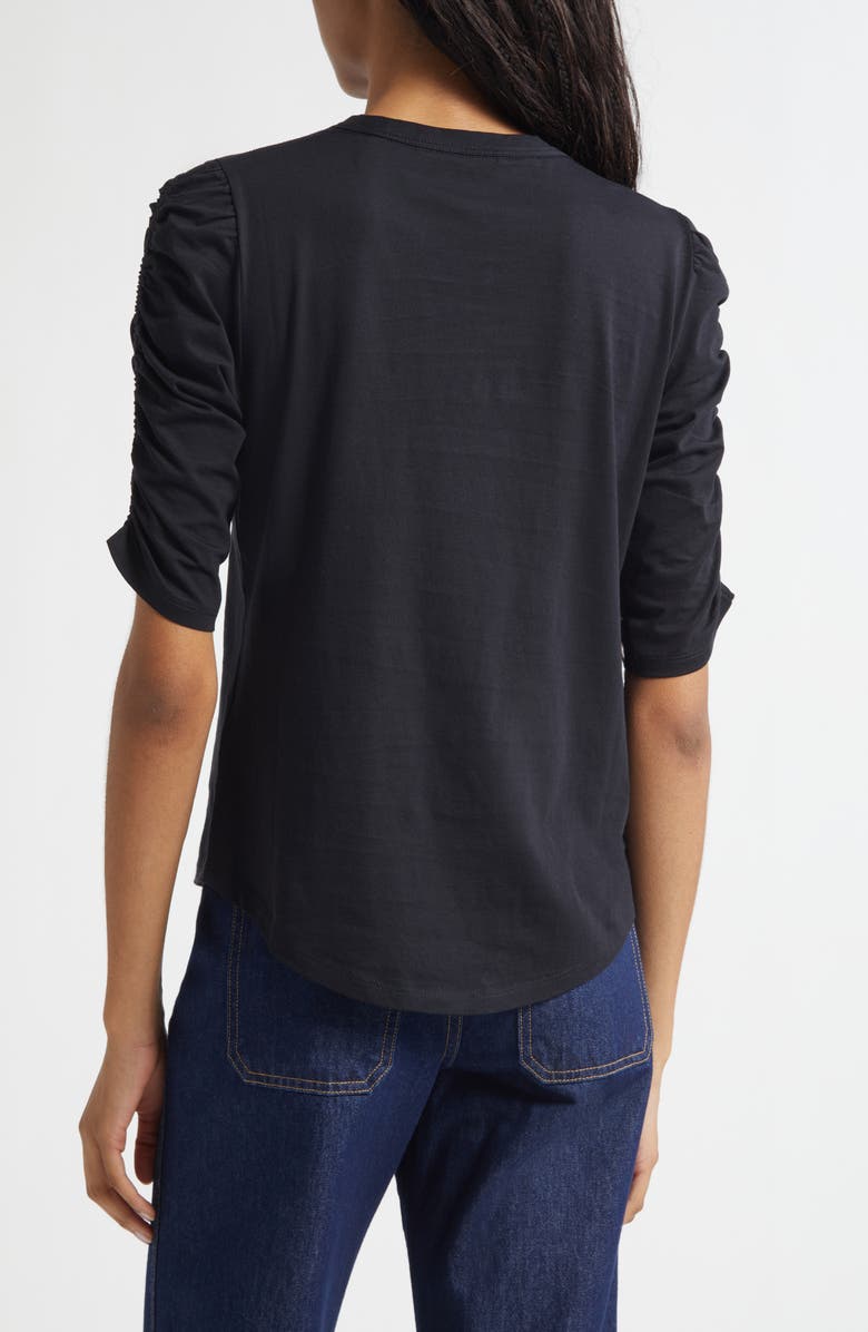 Veronica Beard Waldorf Ruched Sleeve T-Shirt, Alternate, color, Black