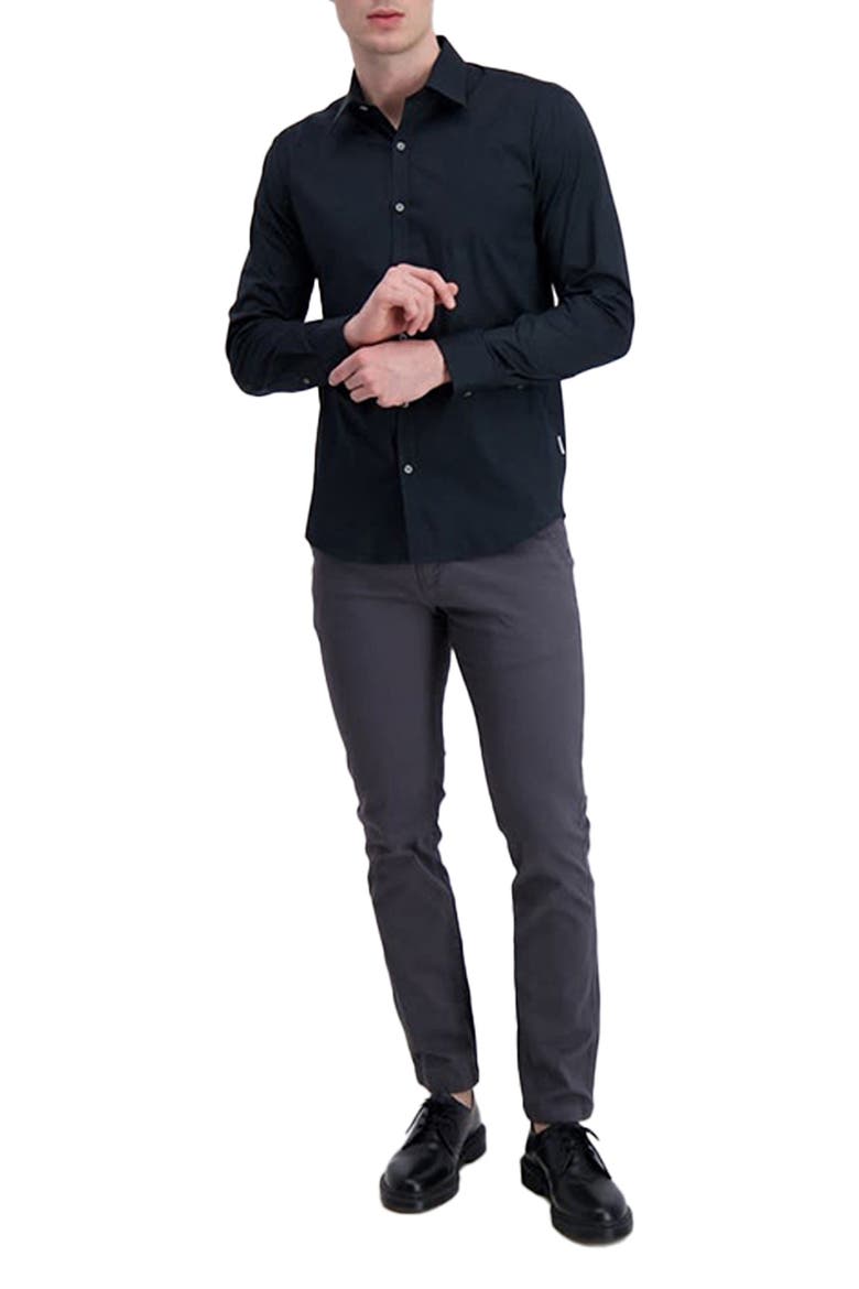 Long Sleeve Stretch Regular Fit Shirt, Alternate, color, BLACK