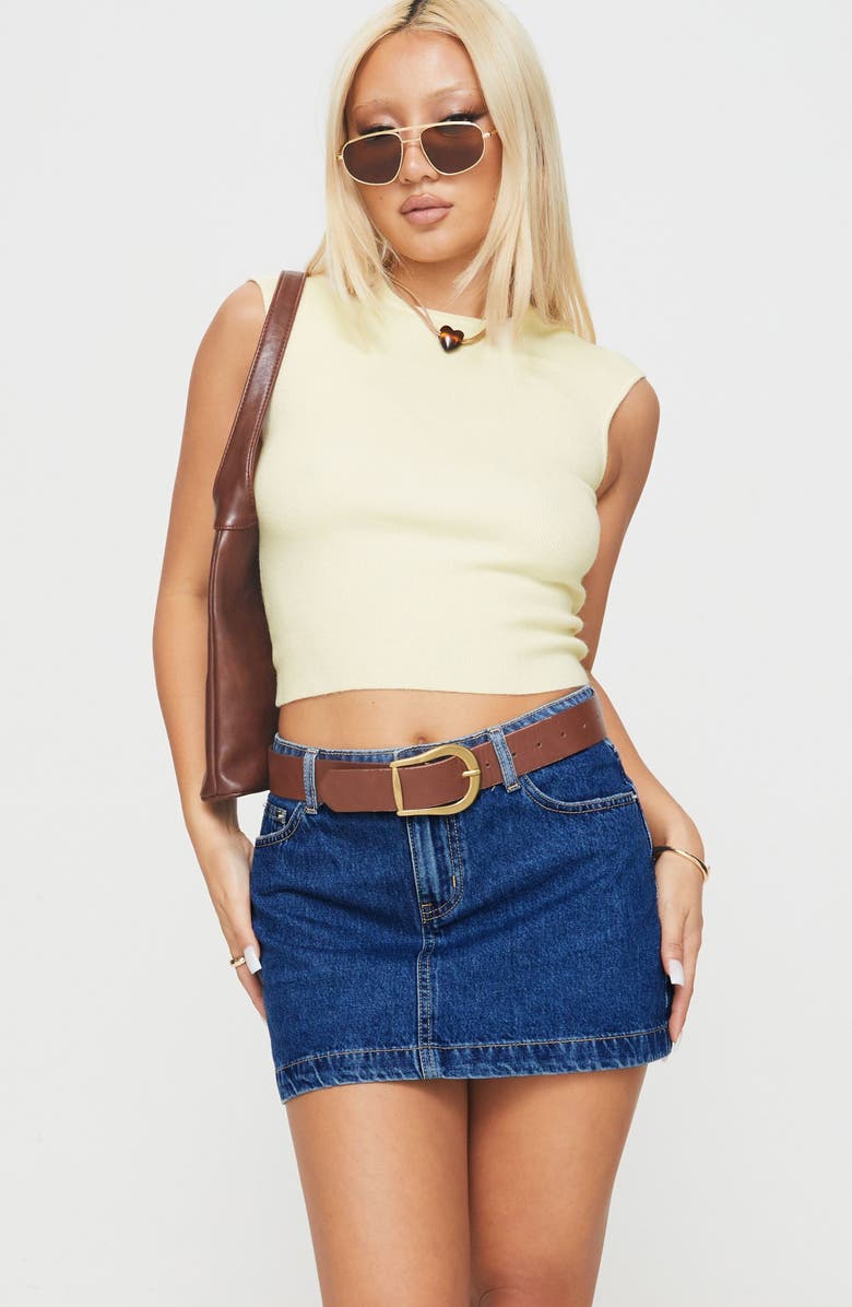 Princess Polly Nickei Denim Miniskirt, Alternate, color, Mid Wash