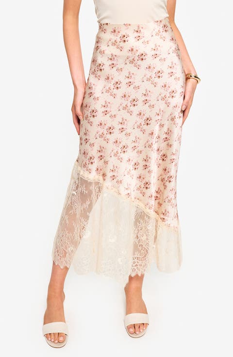 Florian Lace Panel Silk Skirt