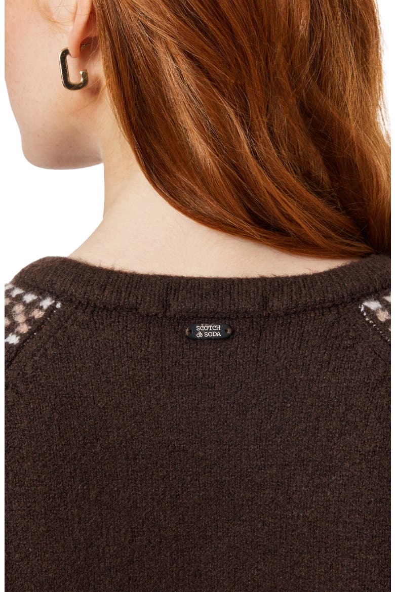 Crewneck Cardigan, Alternate, color, SEAL BROWN/ ROSE DUST