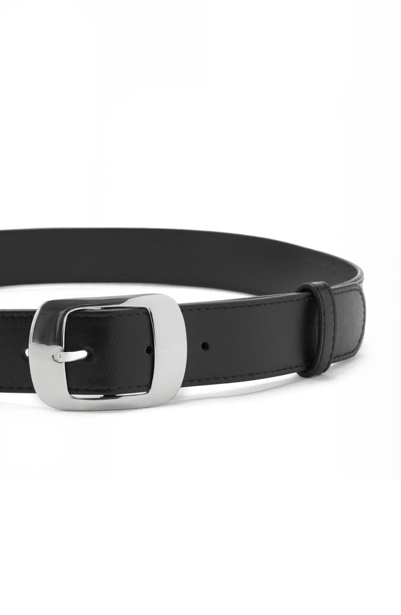 MANGO Square Buckle Belt, Alternate, color, Black