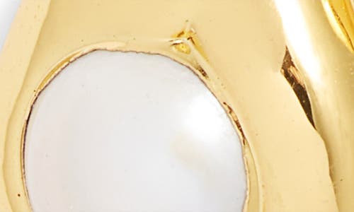 Vidakush Freshwater Pearl Almond Drop Earrings In Gold