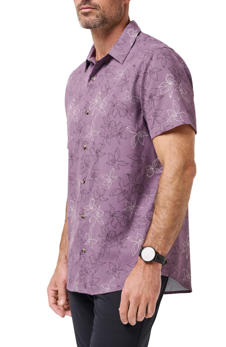 TravisMathew TechWoven Short Sleeve Button-Up Shirt, Alternate, color, Moonscape