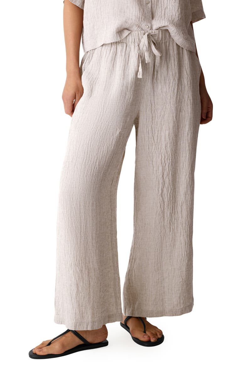 Organic Linen Drawstring Wide Leg Pants, Main, color, WHEAT