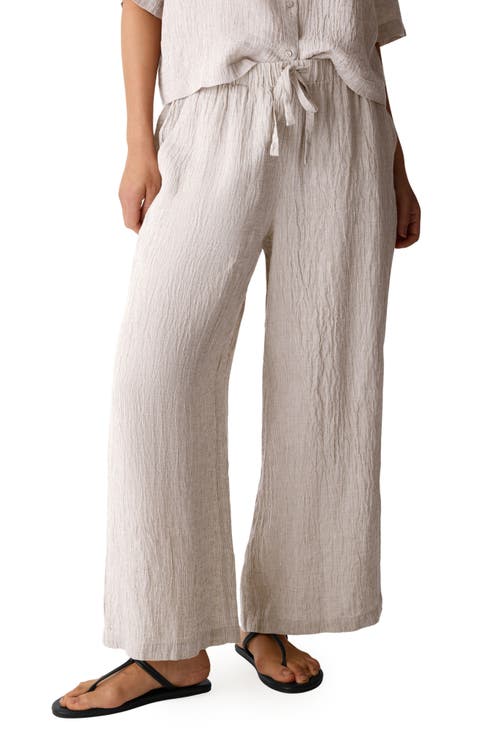 Organic Linen Drawstring Wide Leg Pants