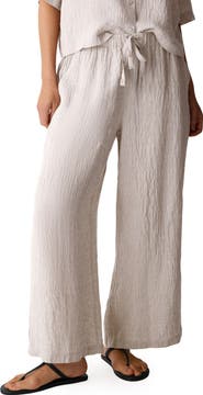 Eileen Fisher Organic Linen Drawstring Wide Leg Pants
