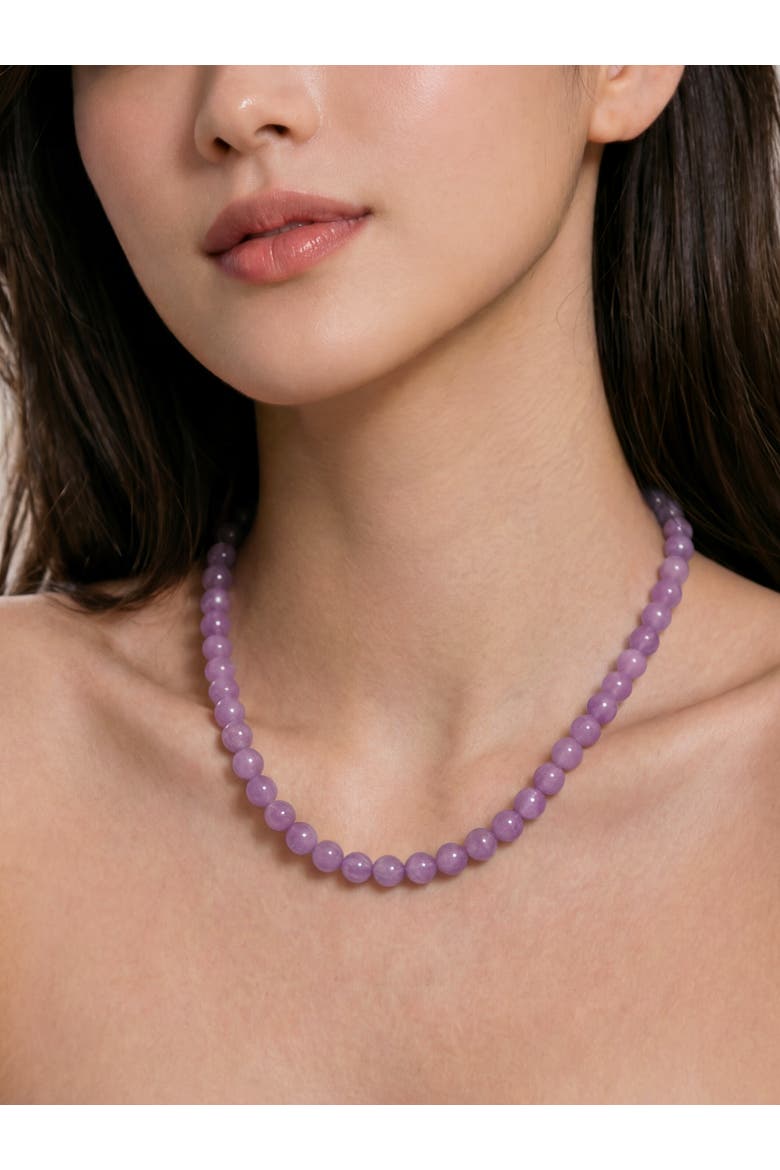 Lilac Purple jade beaded necklace, Alternate, color, Purple