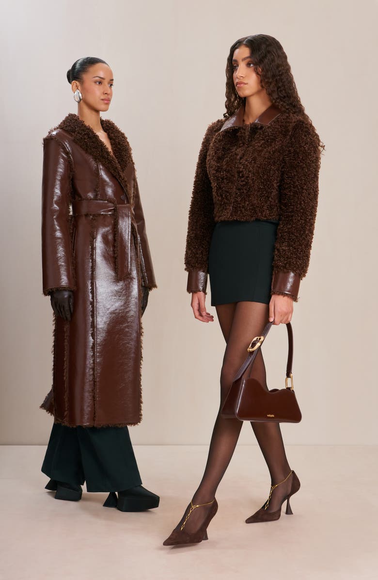 Cult Gaia Mercia Faux Fur & Faux Leather Jacket, Alternate, color, 