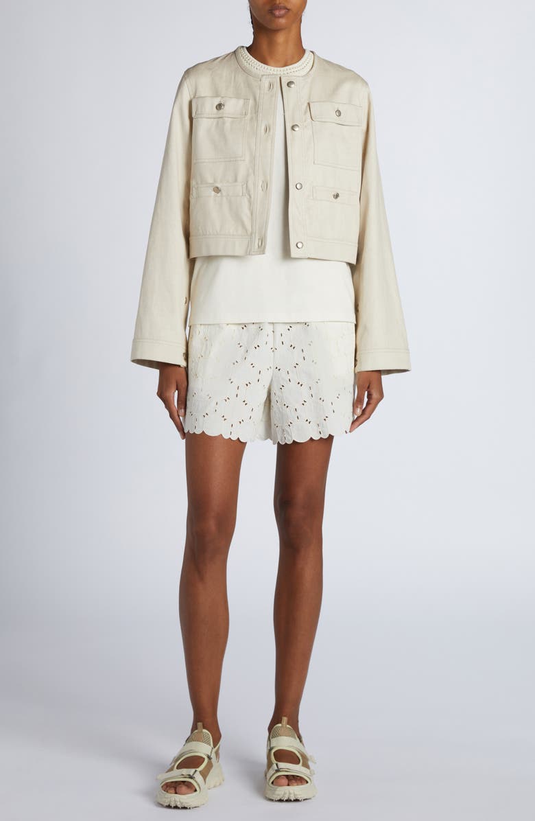 Moncler Chatel Button Sleeve Crop Jacket, Alternate, color, 