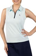 TailorByrd Textured Grid Sleeveless Quarter Zip Polo