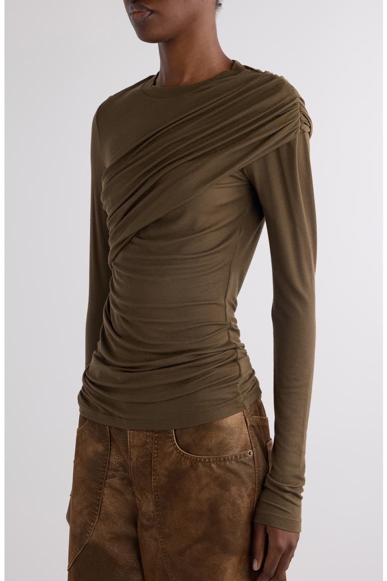 Dressi Draped Jersey Top, Alternate, color, KHAKI