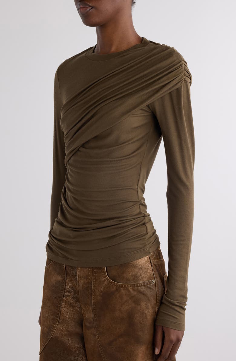 Isabel Marant Étoile Dressi Draped Jersey Top, Alternate, color, Khaki