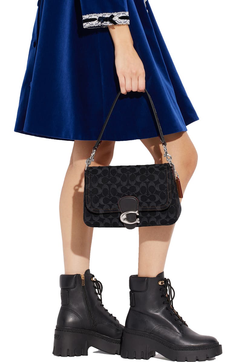 COACH Tabby Soft Signature Washed Denim Shoulder Bag, Alternate, color,