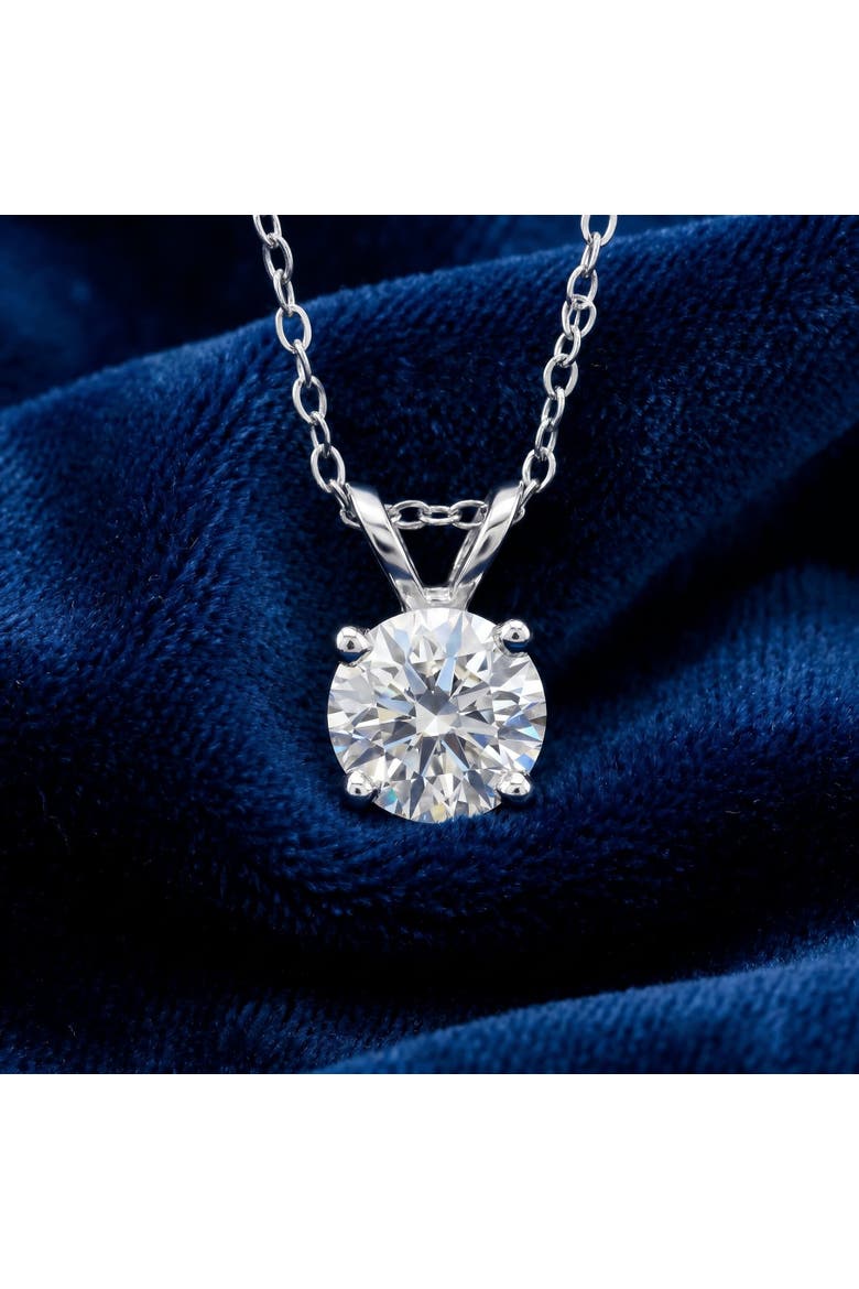 1 1/4ct Lab Grown Diamond Round Solitaire Pendant 14K Gold Necklace, Alternate, color, 14k White Gold
