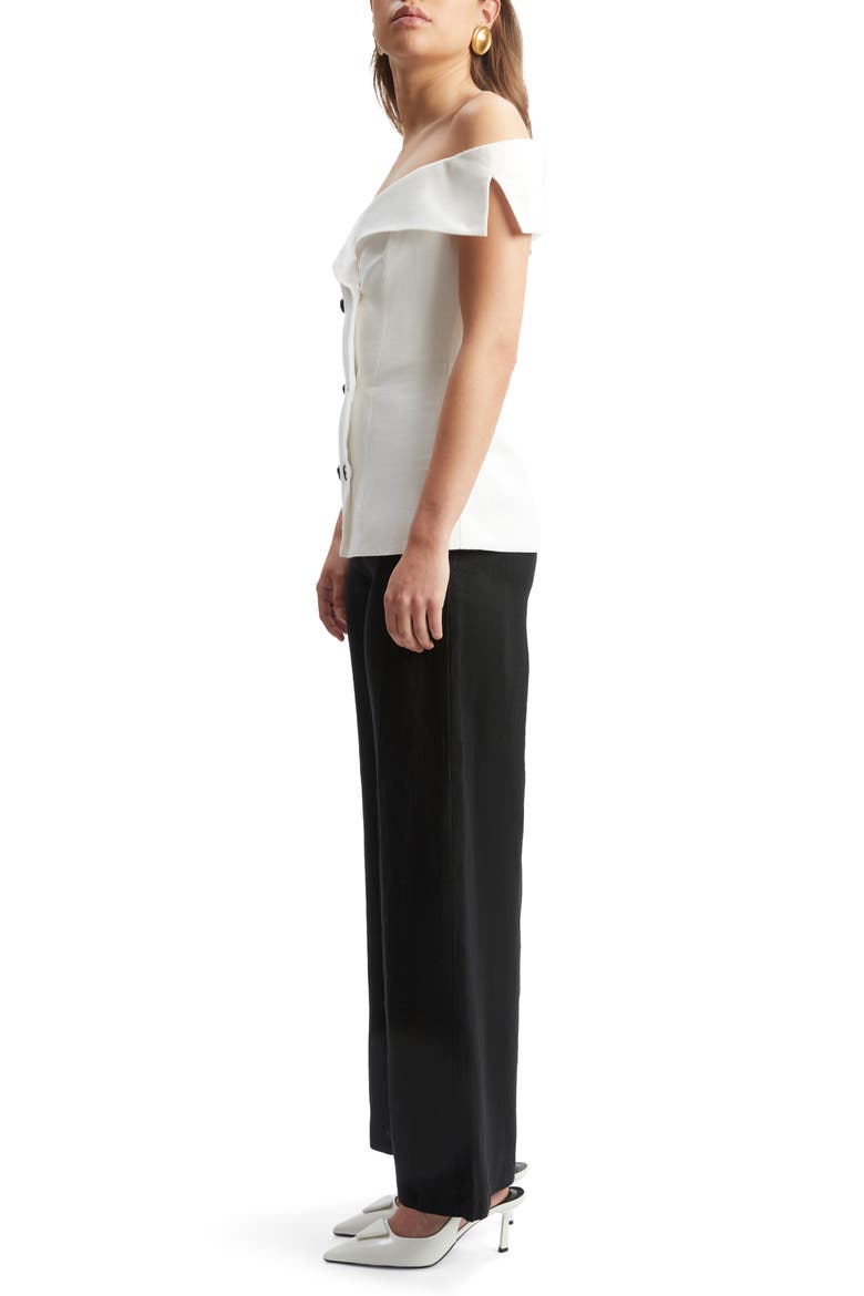 Eliora Off the Shoulder Linen Top, Alternate, color, ORCHID WHT