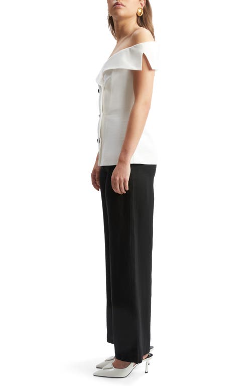 Bardot Eliora Off The Shoulder Linen Top In Orchid Wht
