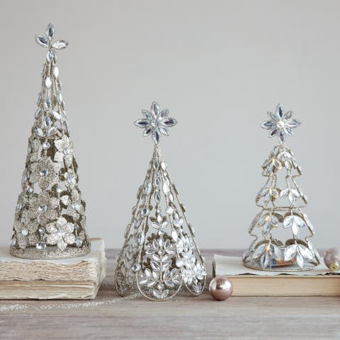 Champagne Iron Tree with Acrylic Jewels and Glittered LED Light