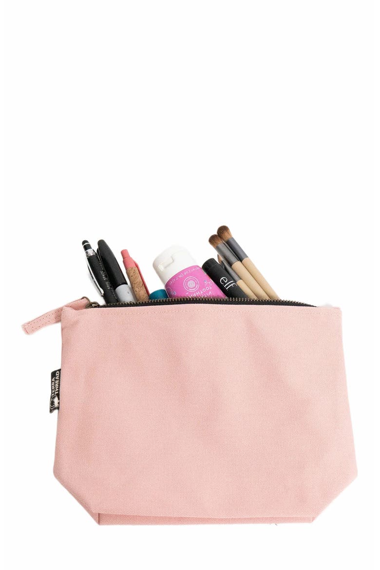 Organic Cotton Makeup Bag, Alternate, color, Rosy Pink