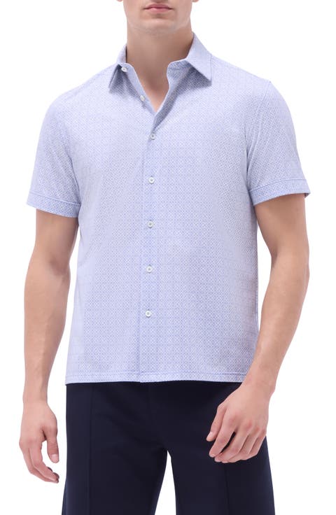 Milo OoohCotton® Geo Print Short Sleeve Button-Up Shirt