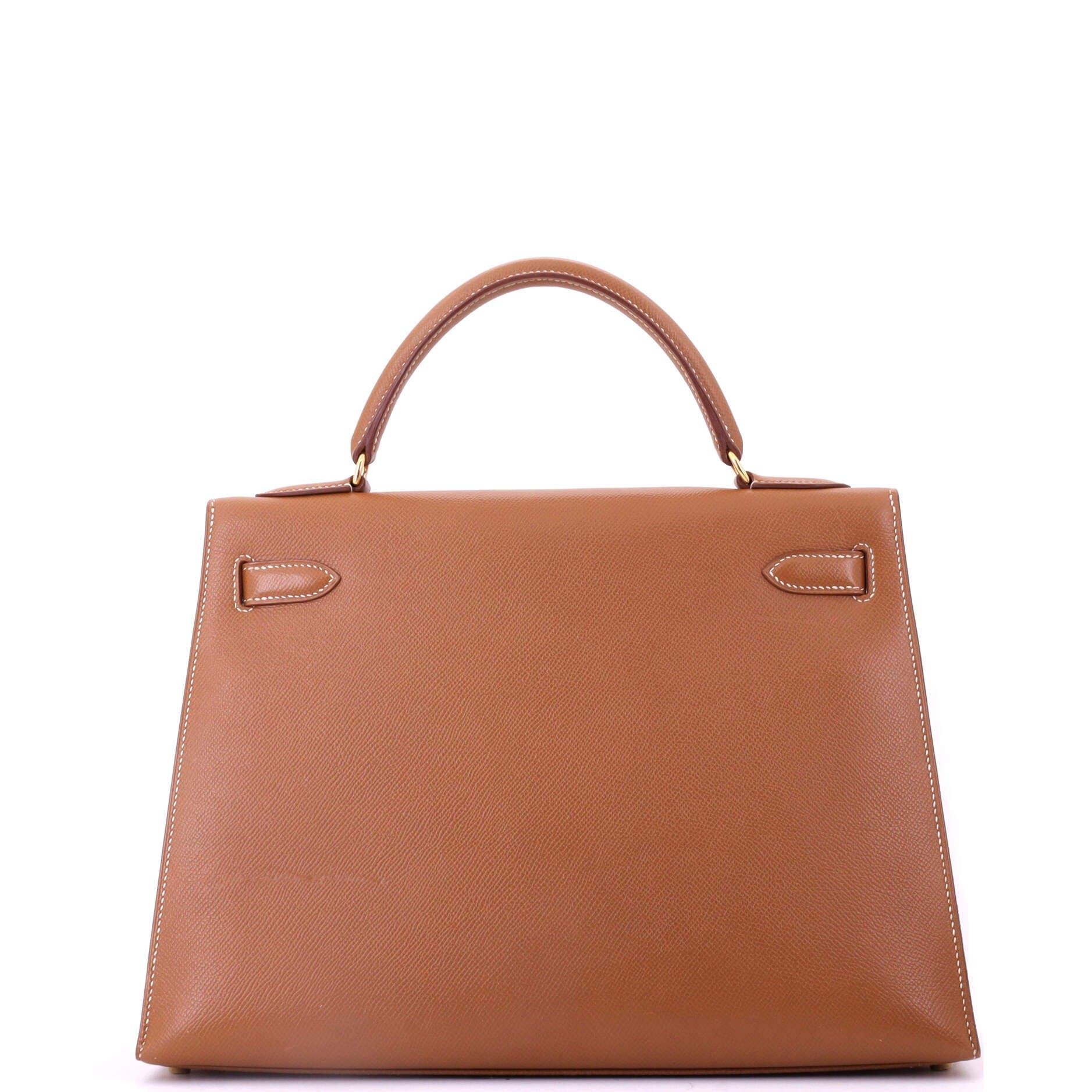 Pre-Owned Hermes Kelly Handbag Brown Courchevel with Gold Hardware 32, Alternate, color, 