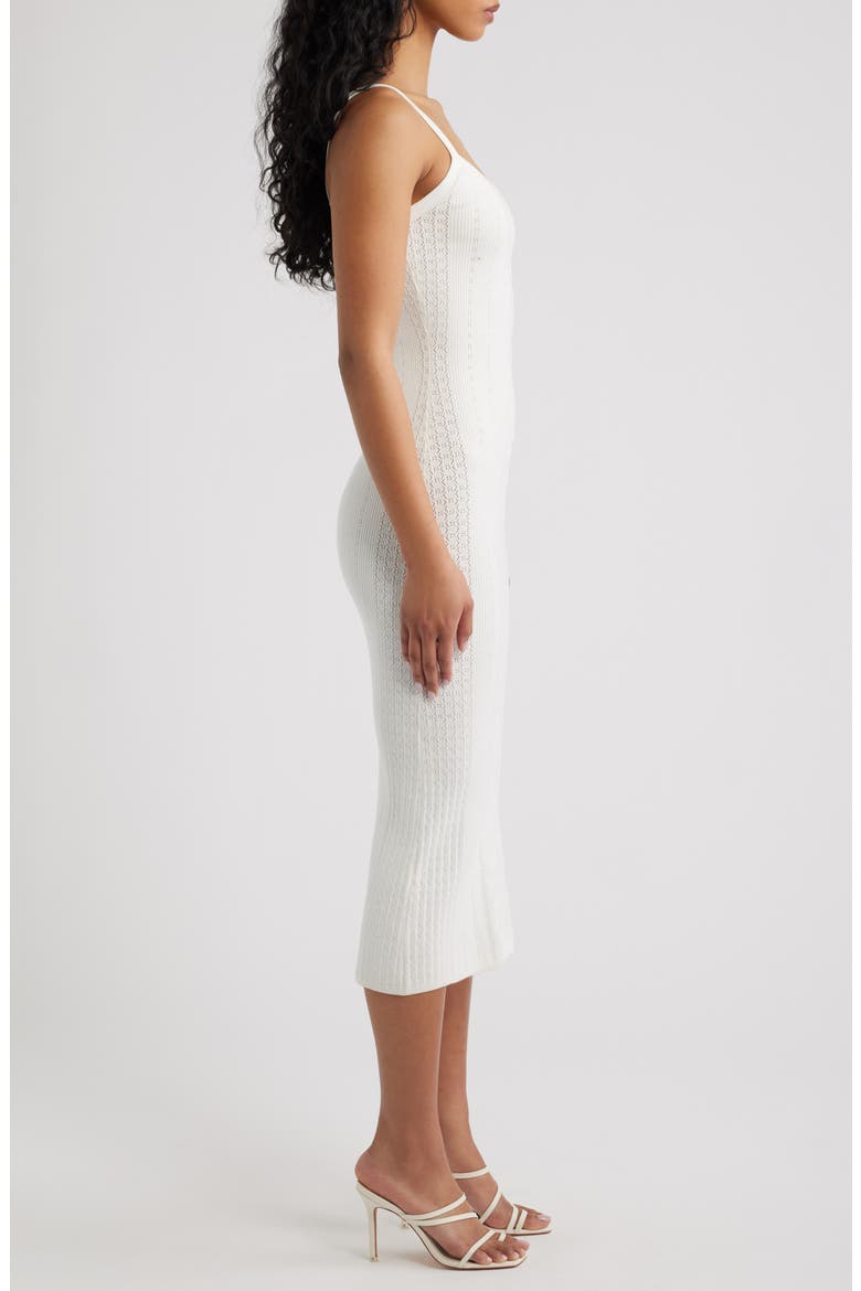 Opalina Sleeveless Mixed Stitch Midi Dress, Alternate, color, OFF WHITE