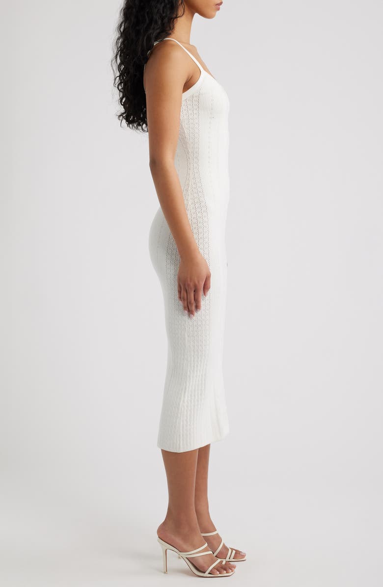 LoveShackFancy Opalina Sleeveless Mixed Stitch Midi Dress, Alternate, color, Off White