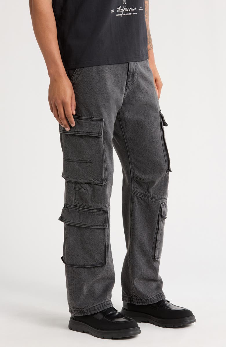 PacSun Adam Baggy Denim Cargo Pants, Alternate, color, Black