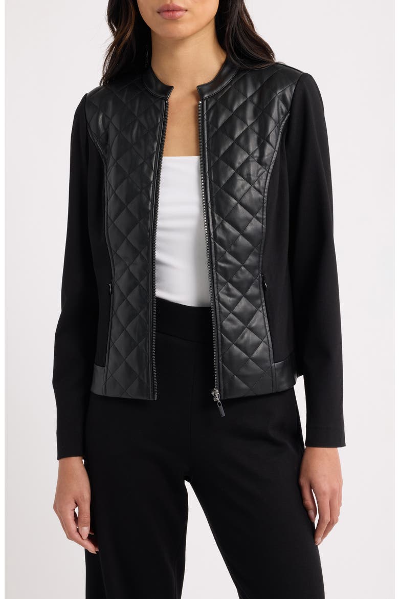 Quilted Faux Leather Moto Jacket, Main, color, ANNE BLACK