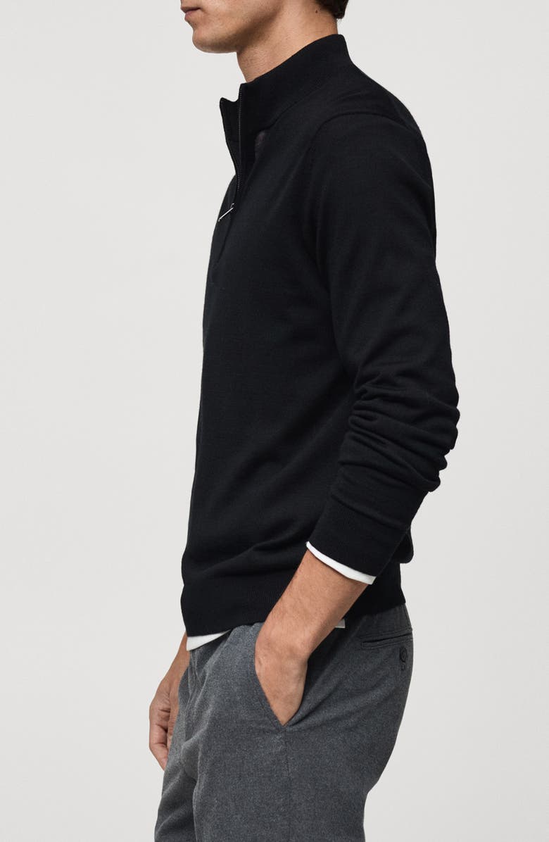 MANGO Wool Quarter Zip Sweater, Alternate, color,