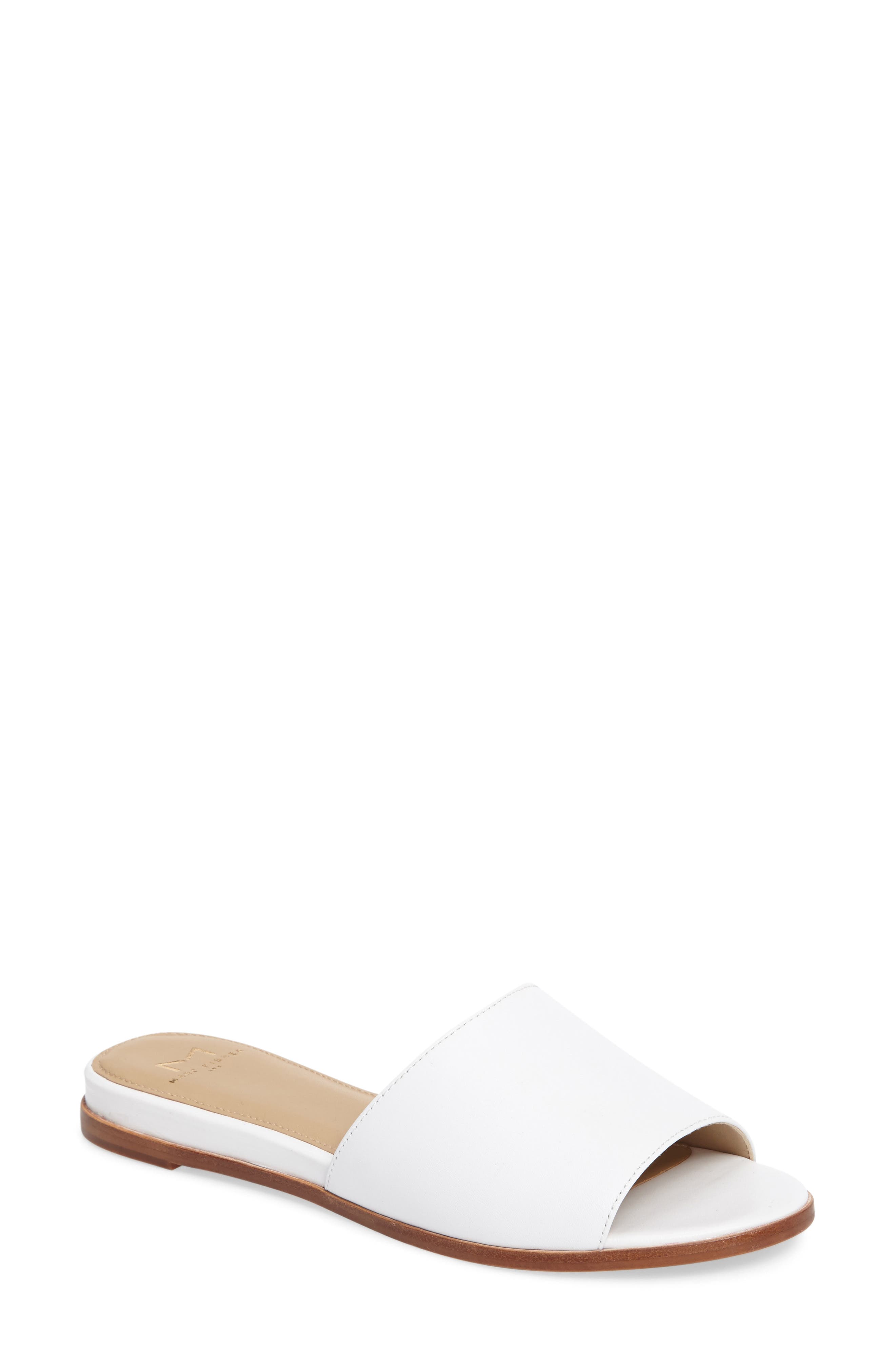 Wyndi Slide Sandal, Main, color, WHITE LEATHER