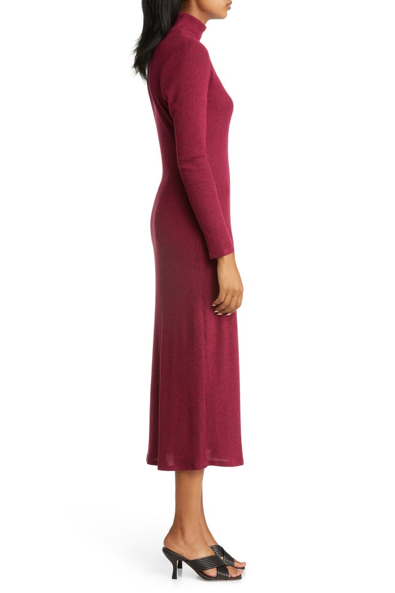 Cutout Long Sleeve Midi Dress, Alternate, color, BURGUNDY