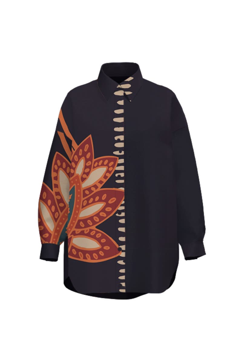 DIARRABLU Printed Linen Rina Top Razu, Alternate, color, Razu Navy