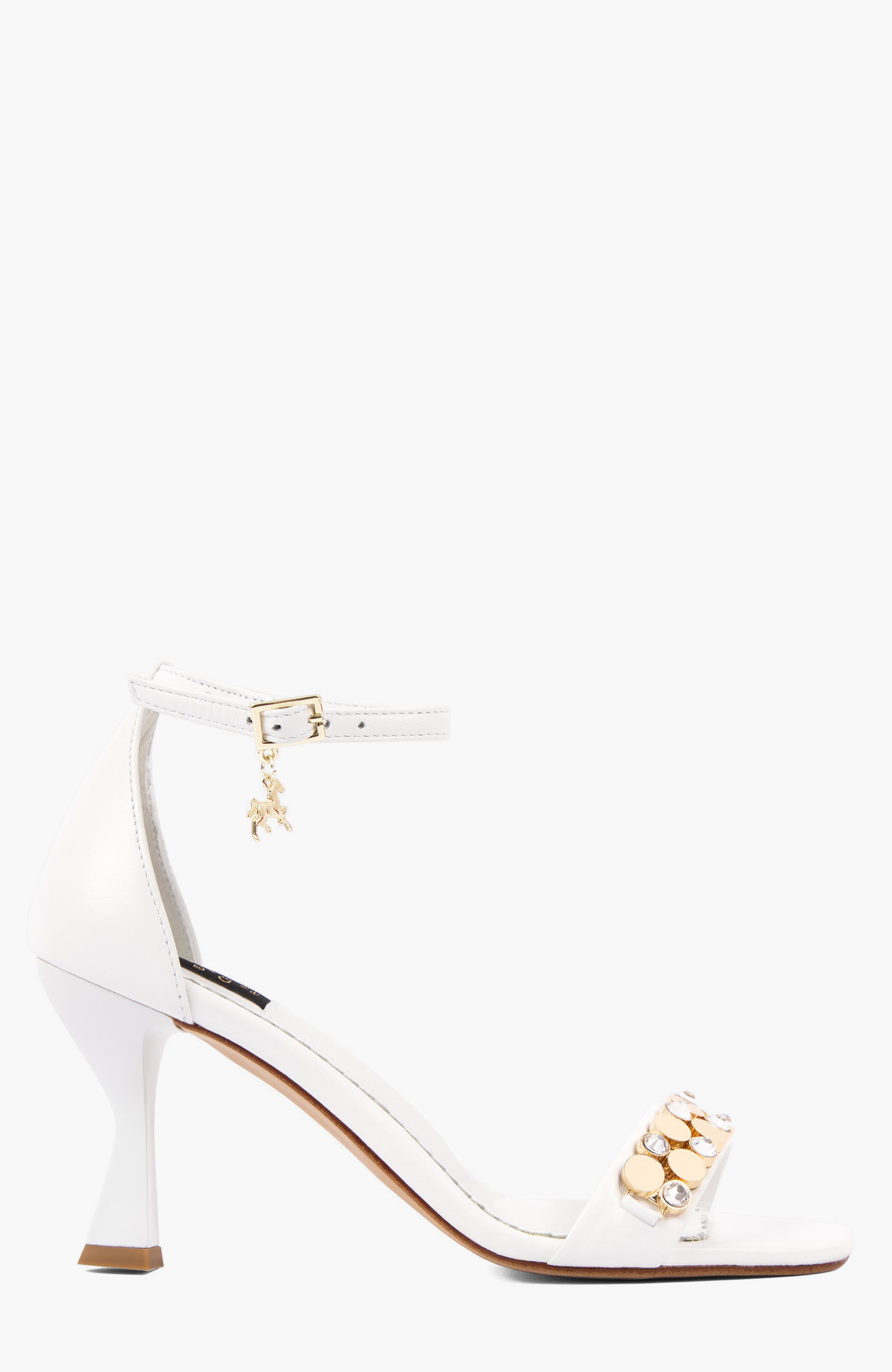 Gold Leather Sandals, Main, color, White