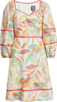 Vince Camuto Puff Sleeve Cotton Poplin Dress