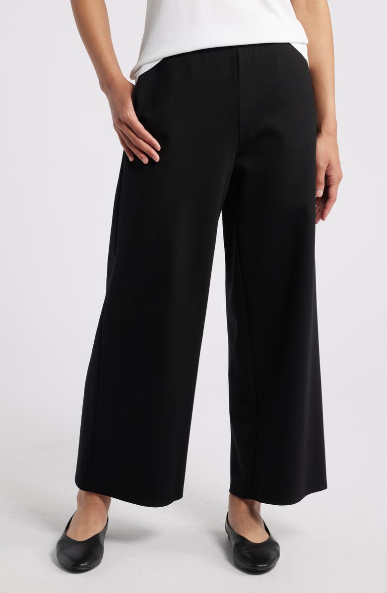 Eileen Fisher Ankle Wide Leg Pants, Main, color, Black