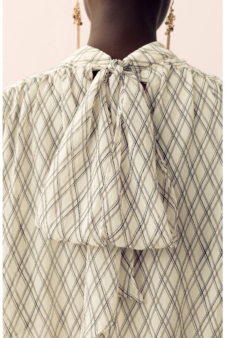 Check Tie Back Top, Alternate, color, CREAM