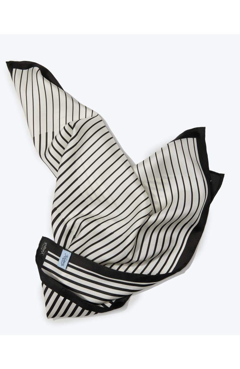 Knottery & Co Pinstripe Silk Bandana, Alternate, color, Black & White