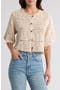 Crochet Short Sleeve Button-Up Top