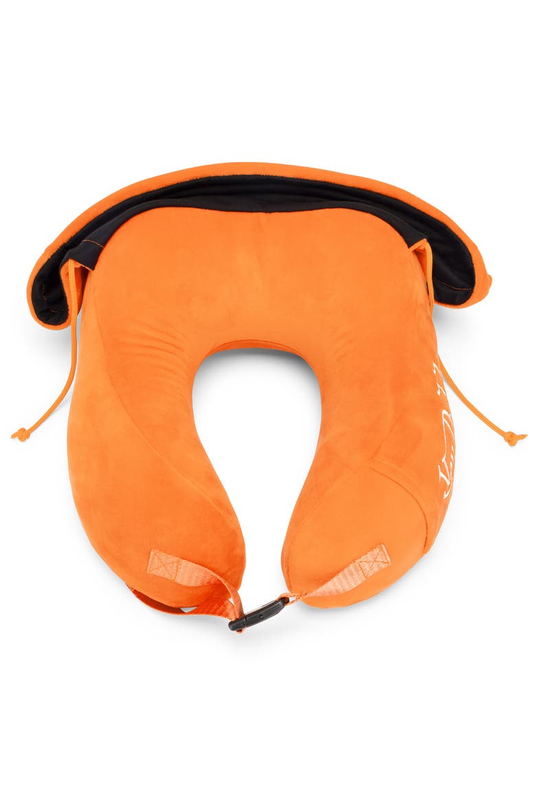 Eyeconic Hooded Ergonomic Memory Foam Travel Neck Pillow, Alternate, color, Orange