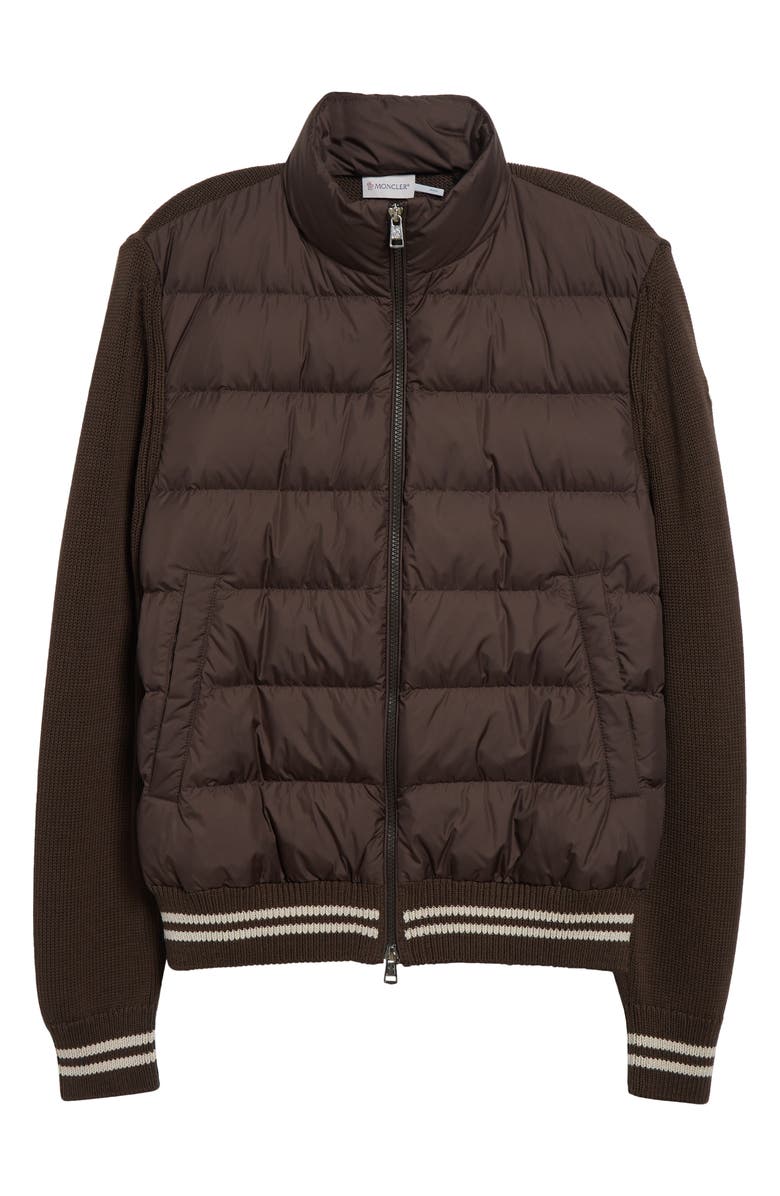 Moncler Quilted Down & Cotton Knit Cardigan, Alternate, color, 