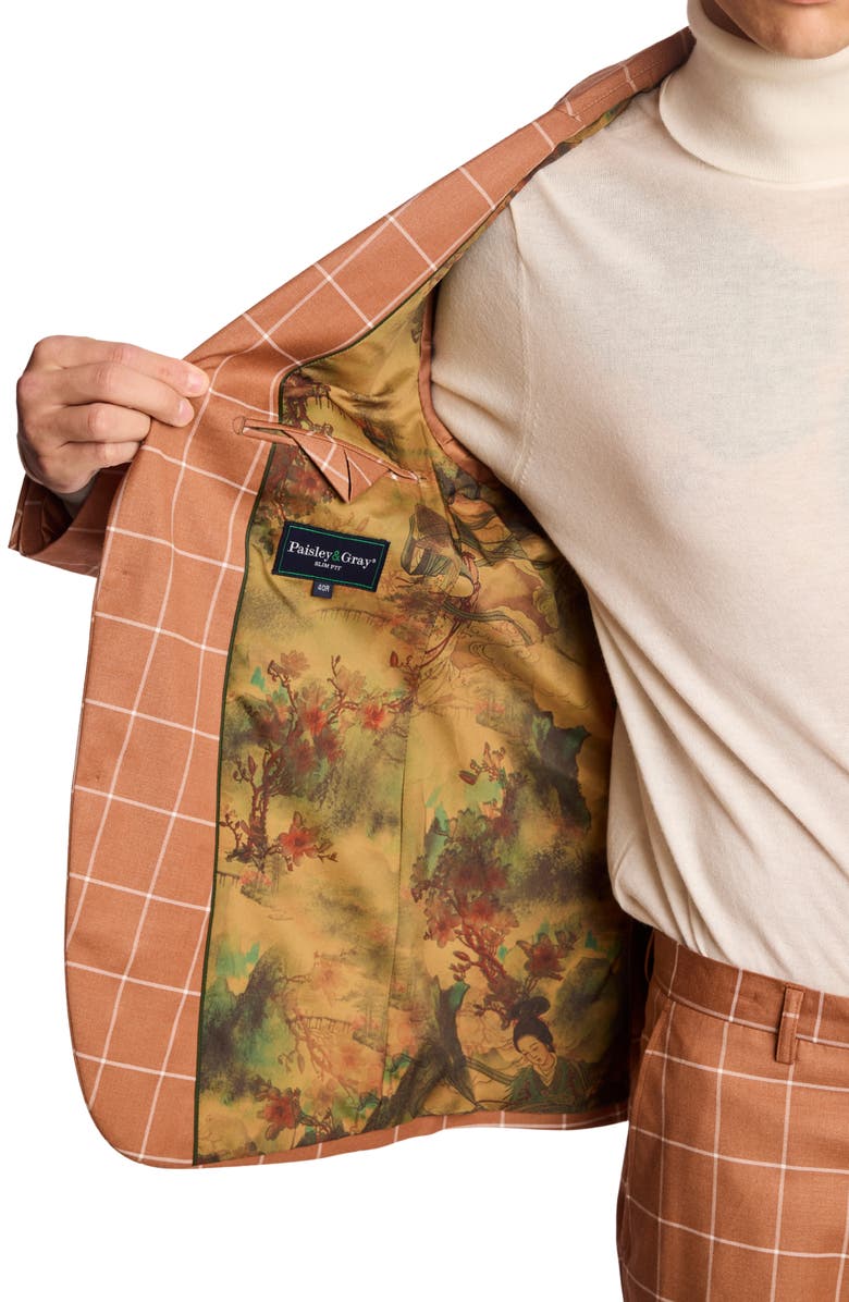 PAISLEY & GRAY Ashton Slim Fit Pumpkin Spice Blazer, Alternate, color, Pumpkin Spice Windowpane