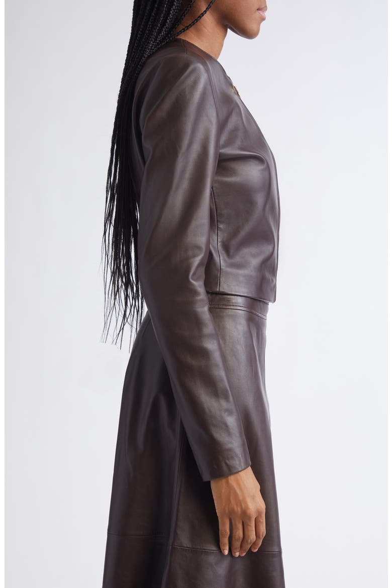 Clarissa Napa Leather Crop Jacket, Alternate, color, MAHOGANY