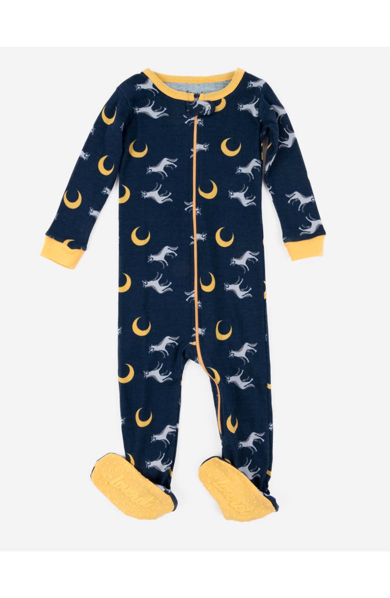 Leveret Kids Footed Printed Cotton Matching Family Pajamas, Animal Kingdom Prints, Main, color, Wolf