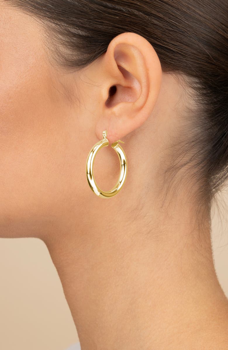 Sterling Forever 14K Yellow Gold Plated 31.75mm Chunky Tube Hoop Earrings, Alternate, color, Gold